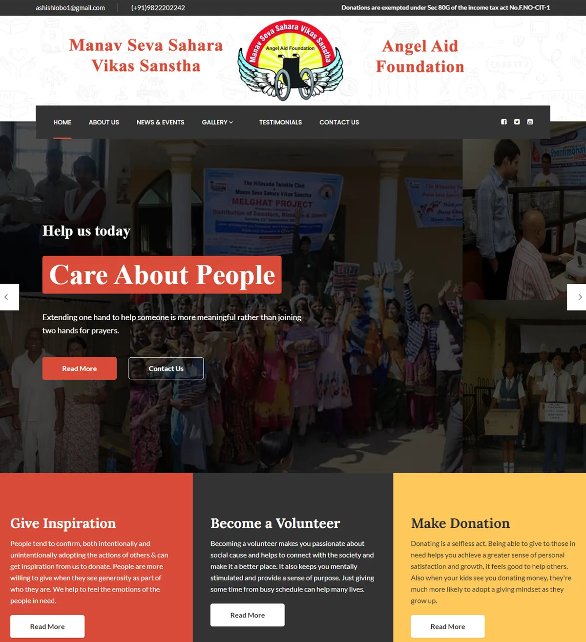 Responsive Web Design Project Angel Aid India NGO - Lead Generation and Branding