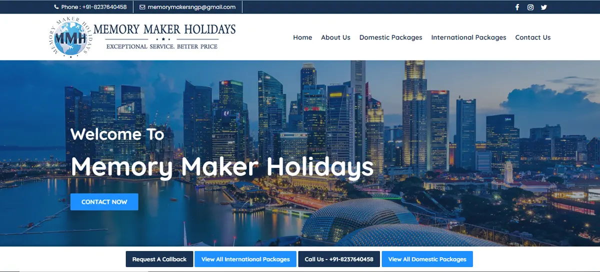 Custom Web Design for Project Memory Maker Holidays - Digital Marketing